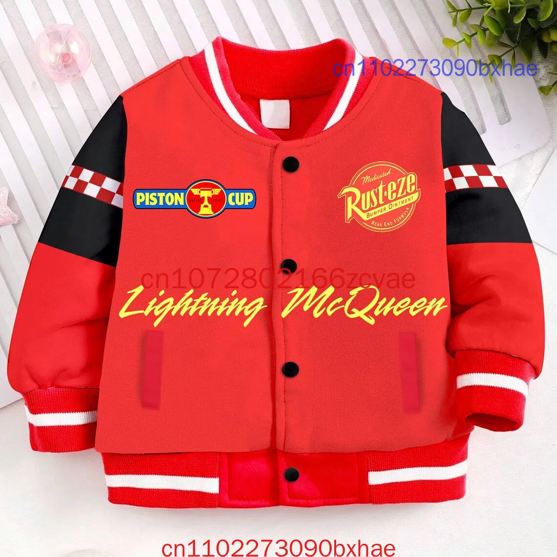 Disney Lightning Mcqueen 95 Think Fast Jaket Baseball Anak dan Remaja Jaket baseball pria Halloween dengan cetakan 3D