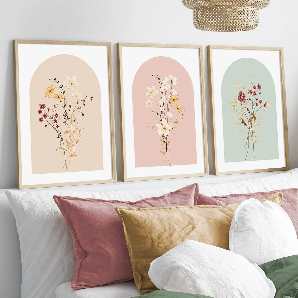 

3pcs/Set Modern Painting Wildflower Art Gallery Wall Art Bohemian Flower Posters Bedroom Office, Lounge, Coffee, Wall Decoration
