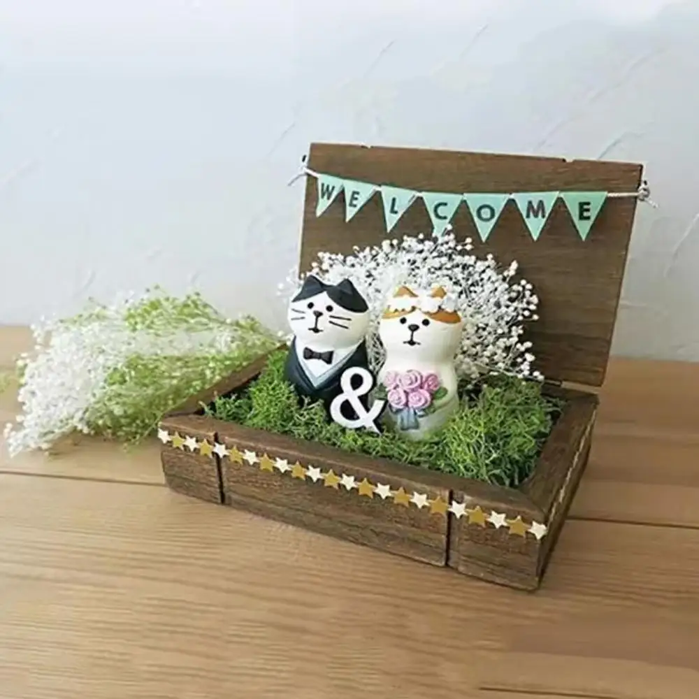 Cute Cartoon Miniature Cat Groom Bride Design Doll Car Cafe Home Desktop Decor