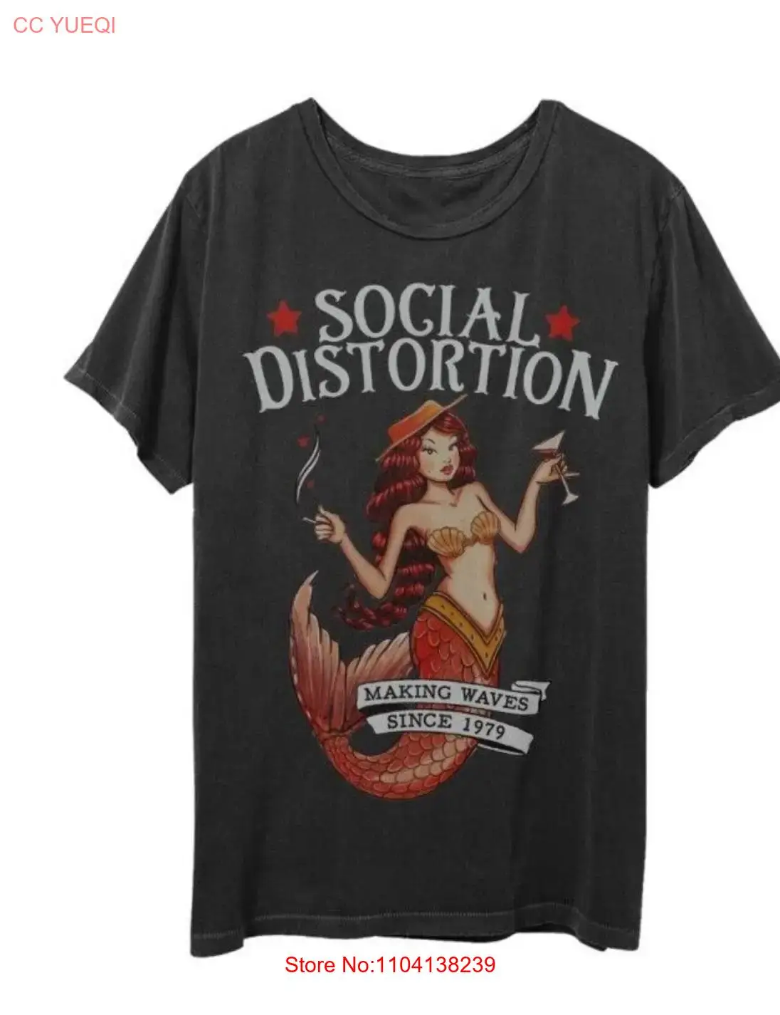 Social Distortion Making Waves T-Shirt Short Sleeve Black Cotton S to 5XL