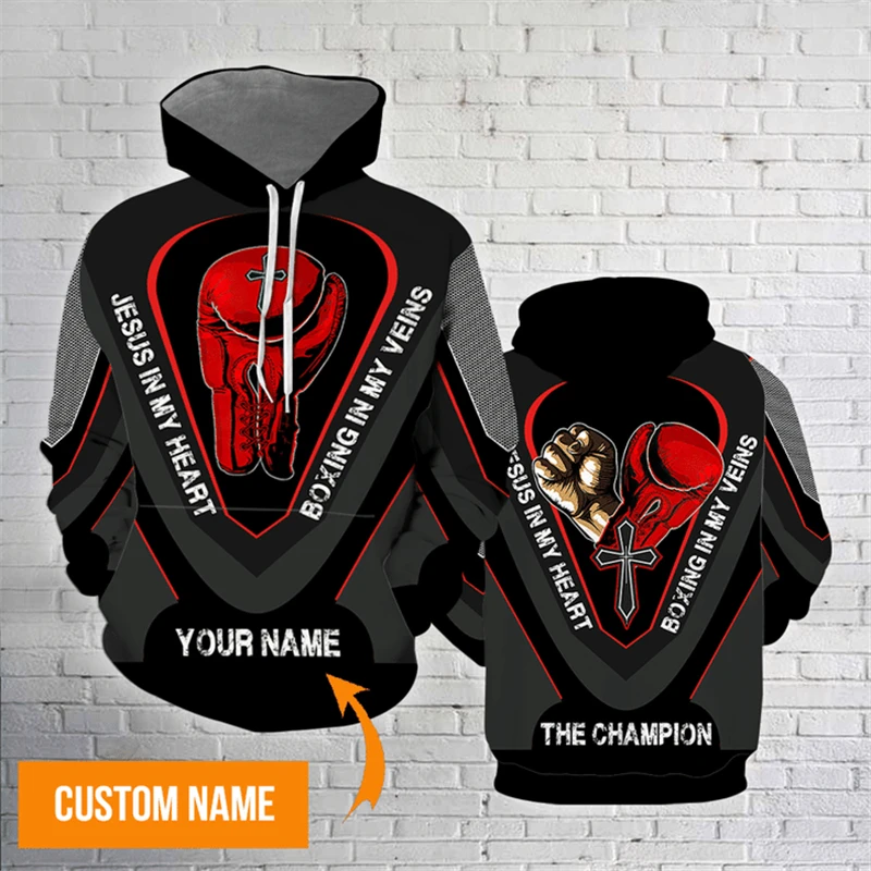 New Fashion Boxing Graphic Tracksuit Pullovers 3D Print Men Women Funny Hooded Sweatshirts 2024 Daily Casual Boys Hoodies Coat