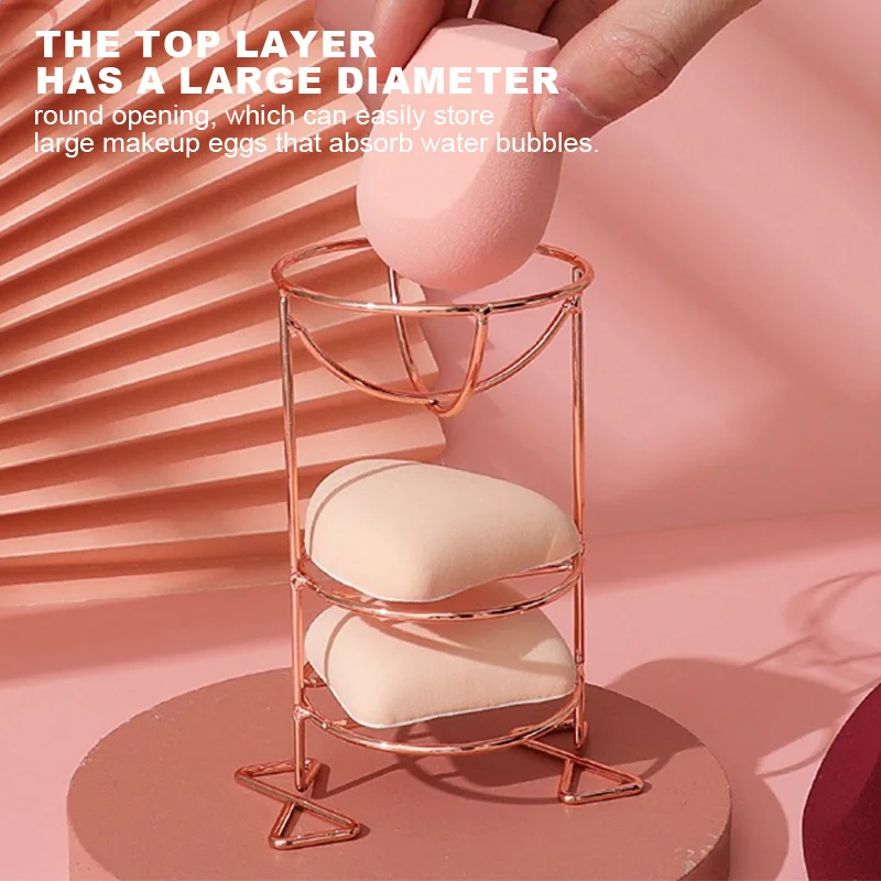 1 قطعة أصحاب ماكياج الإسفنج المعادن يشكلون نفخة عرض موقف الإسفنج تجفيف حامل حامل أصحاب مستحضرات التجميل تخزين الرف الجمال أداة #4