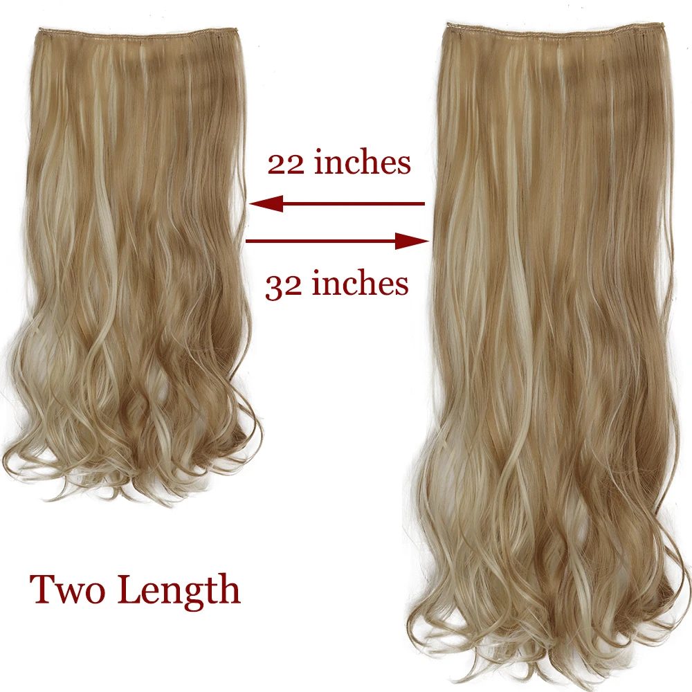 MERISIHAIR Synthetic 22 32inch Long Straight 5 Clips Hair Extensions Black Blonde Hair High Temperature Fiber Fake Hair