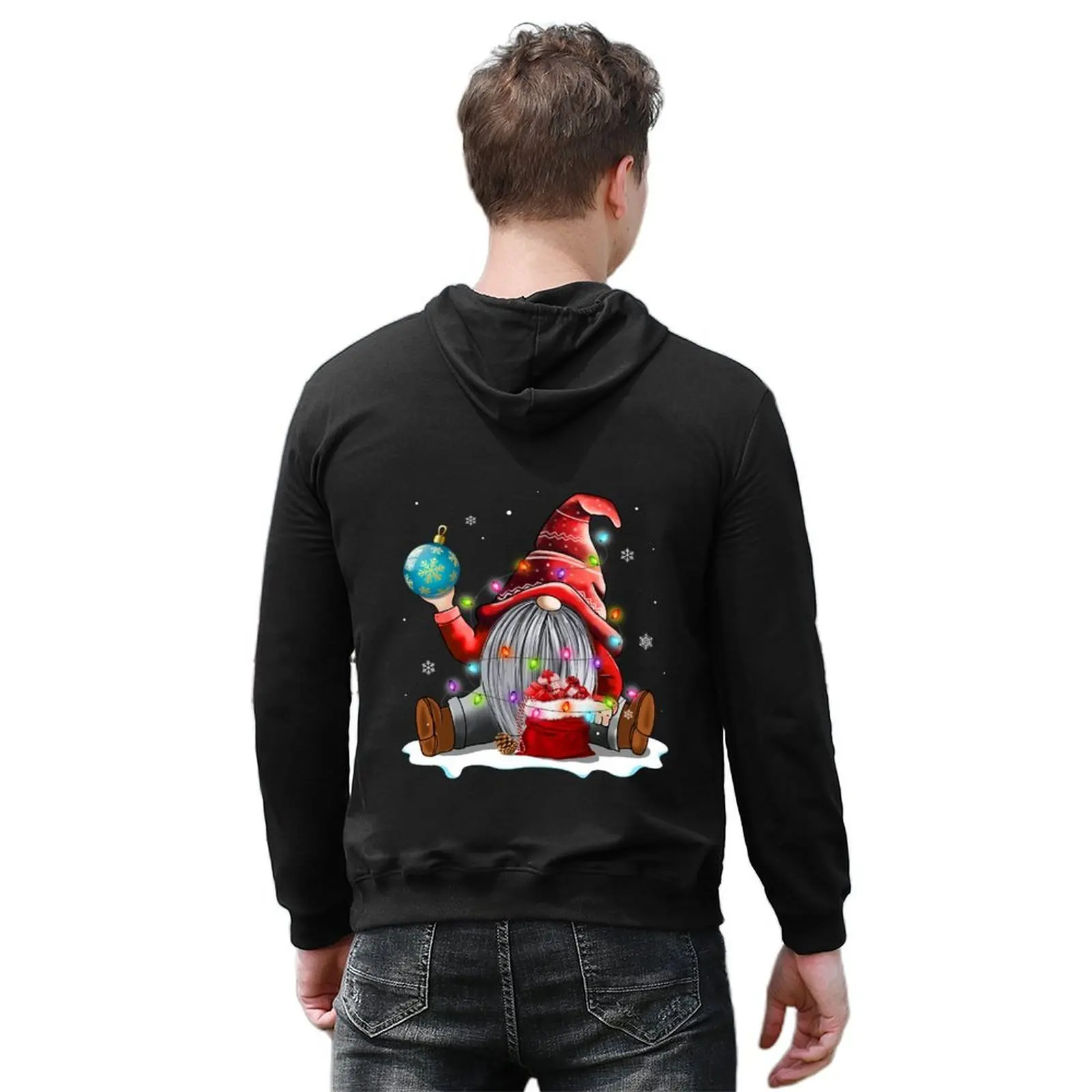 Cute Christmas Red Gnome Santa Light Shirt Gnomes Xmas Holiday T Shirt Hoodie men's clothing oversized hoodie