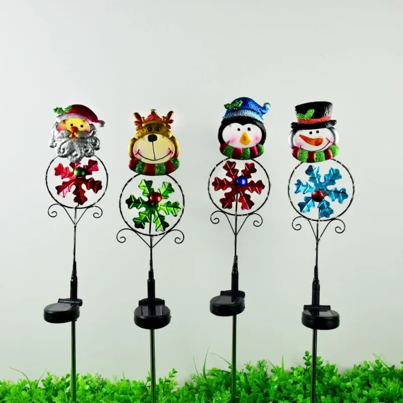 LED Snowman Solar Garden Light Outdoor Ground Stake Light Solar Powered Xmas Pathway Lights for Christmas Lawn Yard Decoration