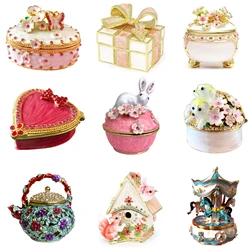Xmas Gift 24 Styles Trinket Boxes Vintage Metal Crystal Jewelry Storage Case Wedding Ring Holders Home Table Decors Mystery Box
