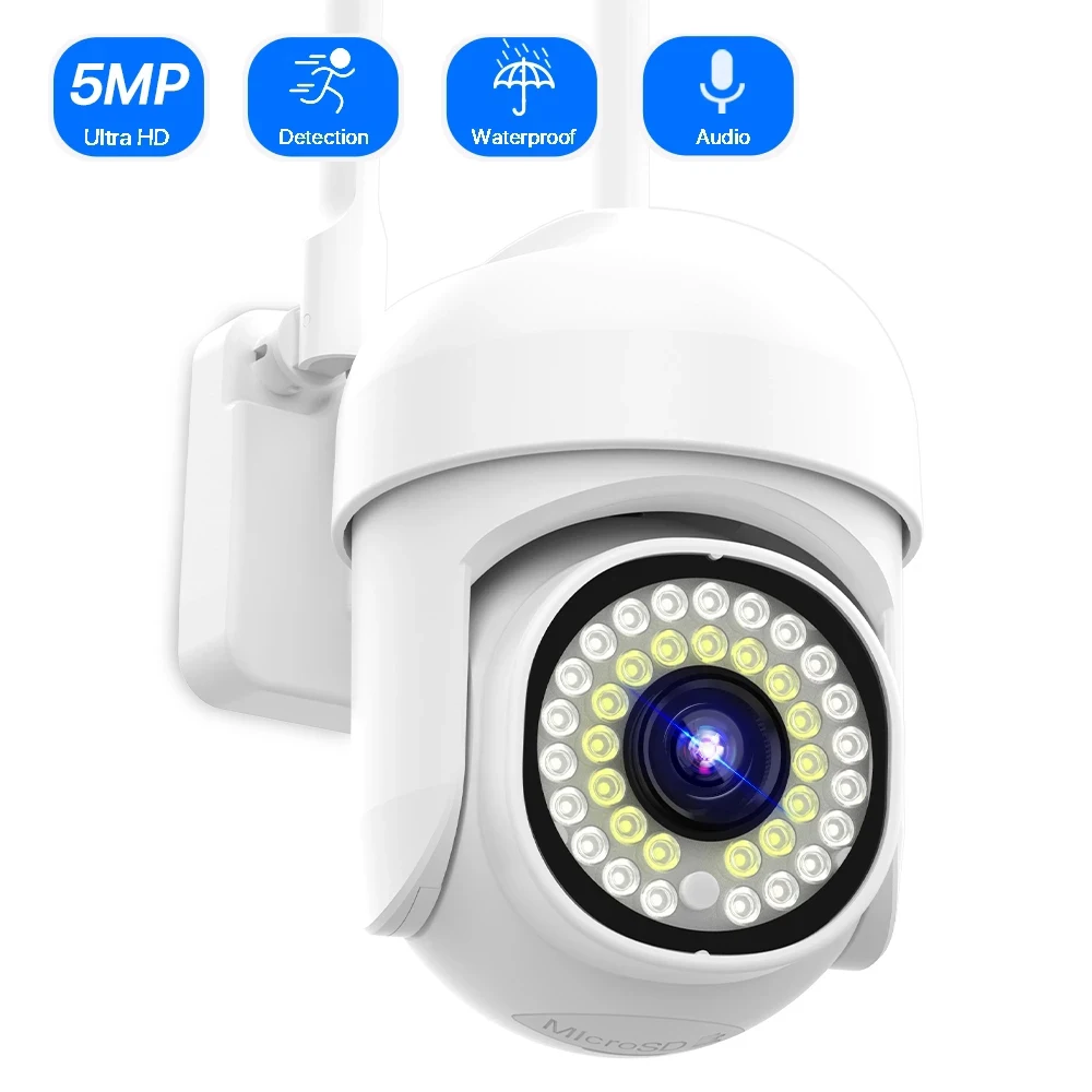 Yoosee 5MP WiFi PTZ Camera CCTV Outdoor Waterproof Auto Tracking Two Way Audio Color Night Vision Smart Home Security Camera