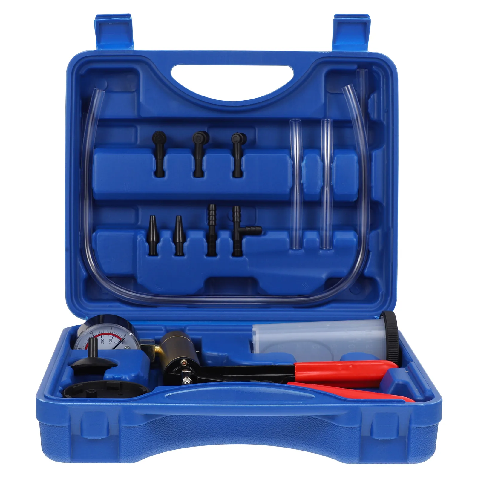 طقم مضخة ضغط تفريغ محمولة باليد 18 قطعة لأداة إصلاح السيارات الاحترافية لفرامل السيارة مع جهاز اختبار الخزان #6