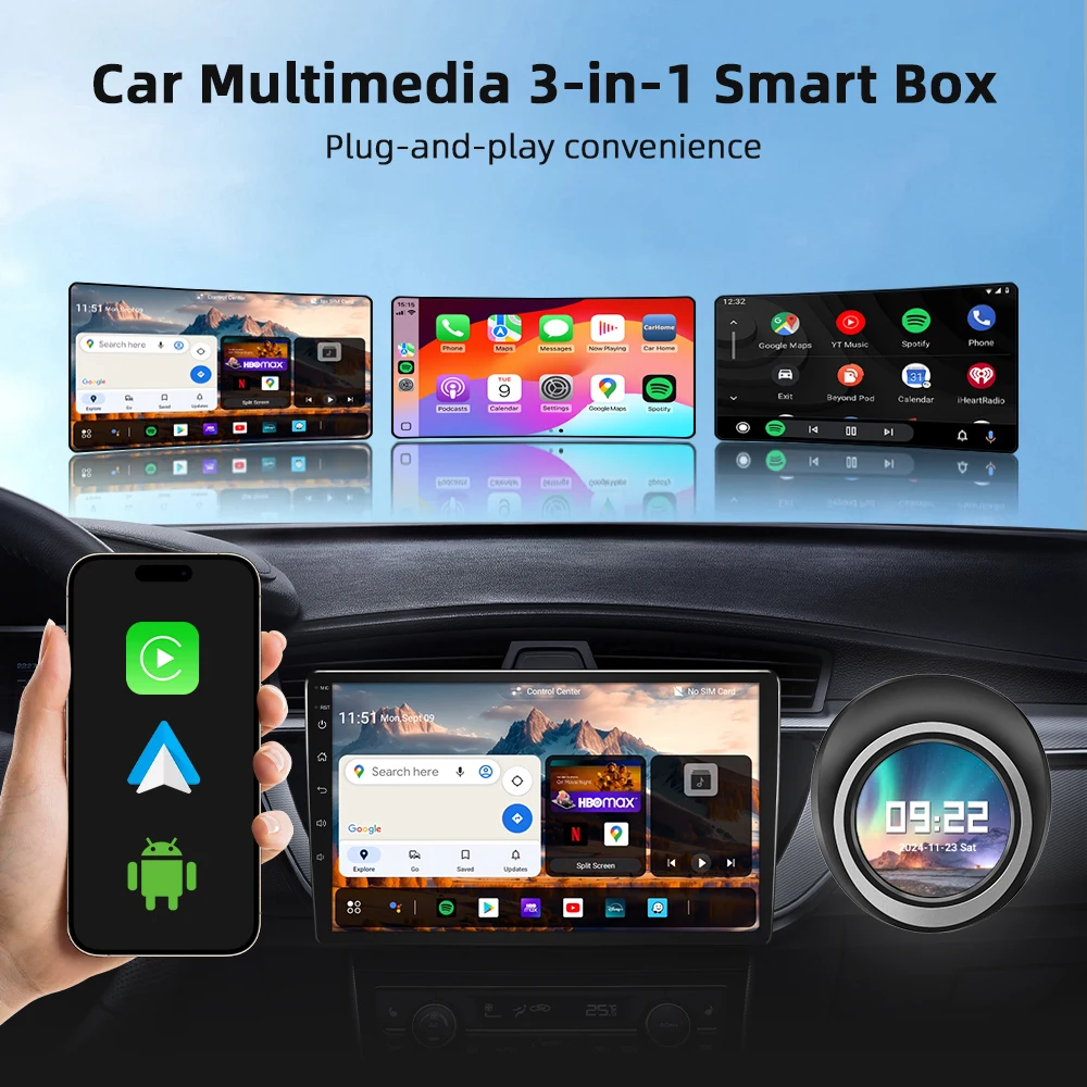Wireless CarPlay Android Auto Box With Touch Screen Functionality Adapter For Wired Carplay Car To Wireless Android System