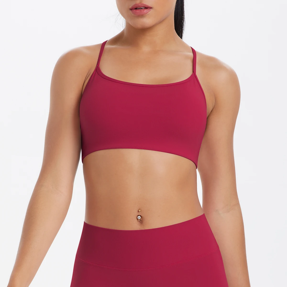 Tanktop für Damen, Yoga-BH, Yoga-Unterwäsche mit Brustpolster, einfarbig, schöner Rücken, Kreuz-BH, stoßfestes Workout-Top für Fitness und Laufen. – Detail 31