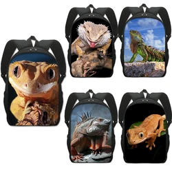 Crested Gecko / Bearded Dragon Backpack for Teenager Boys Girls Pet Reptile Lizard Daypack Children School Bags Kids Book Bag