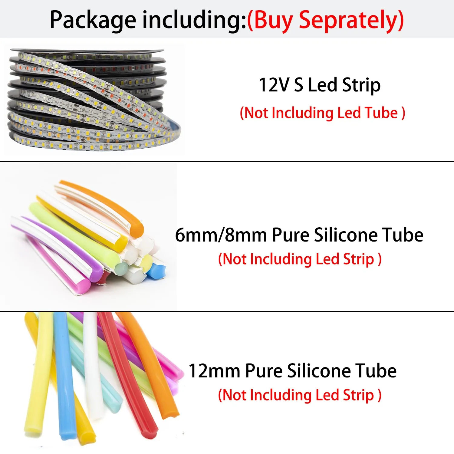 6mm 8mm 12mm S Bendable Separate Newly Flexible Silicone Neon Strip RGB 12V For LED Neon Sign Waterproof IP67