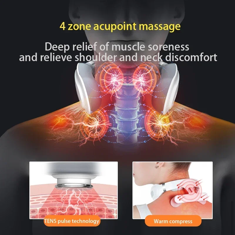 Smart Neck Massage Instrument Portable Shoulder Neck Massage Cervical Vertebra Health Care Vibrator Heating Compress Massage