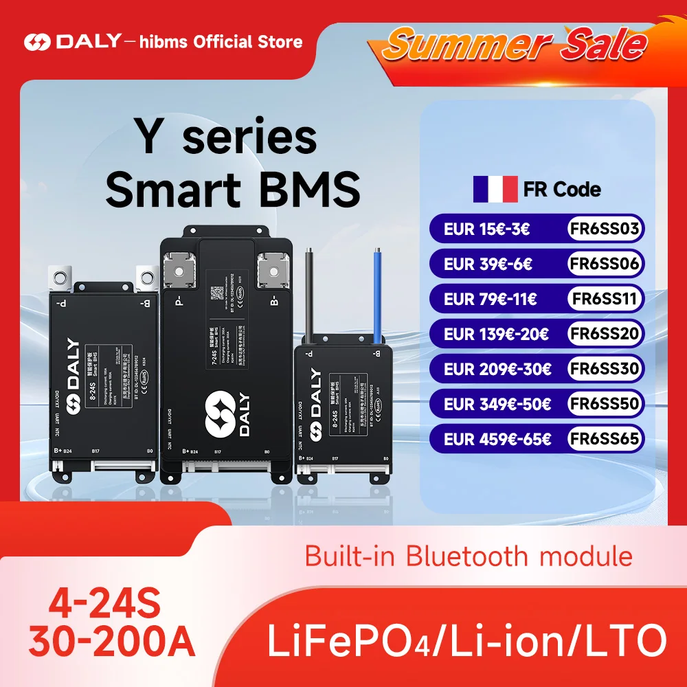 Daly Smart BMS 4S 6S 8S 12S 13S 14S 16S 17S 20S 24S Bluetooth BMS 30A 40A 60A 80A 100A 120A 150A 200A Lifepo4 Li-Ion LTO batterie