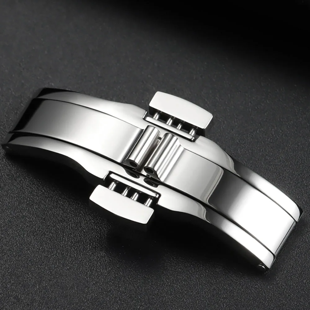 Silver Stainless Steel Butterfly Buckle for Tissot 1853 T035617 T035439 Watch Buckles Double Press Watch Strap Solid Steel Clasp view 4