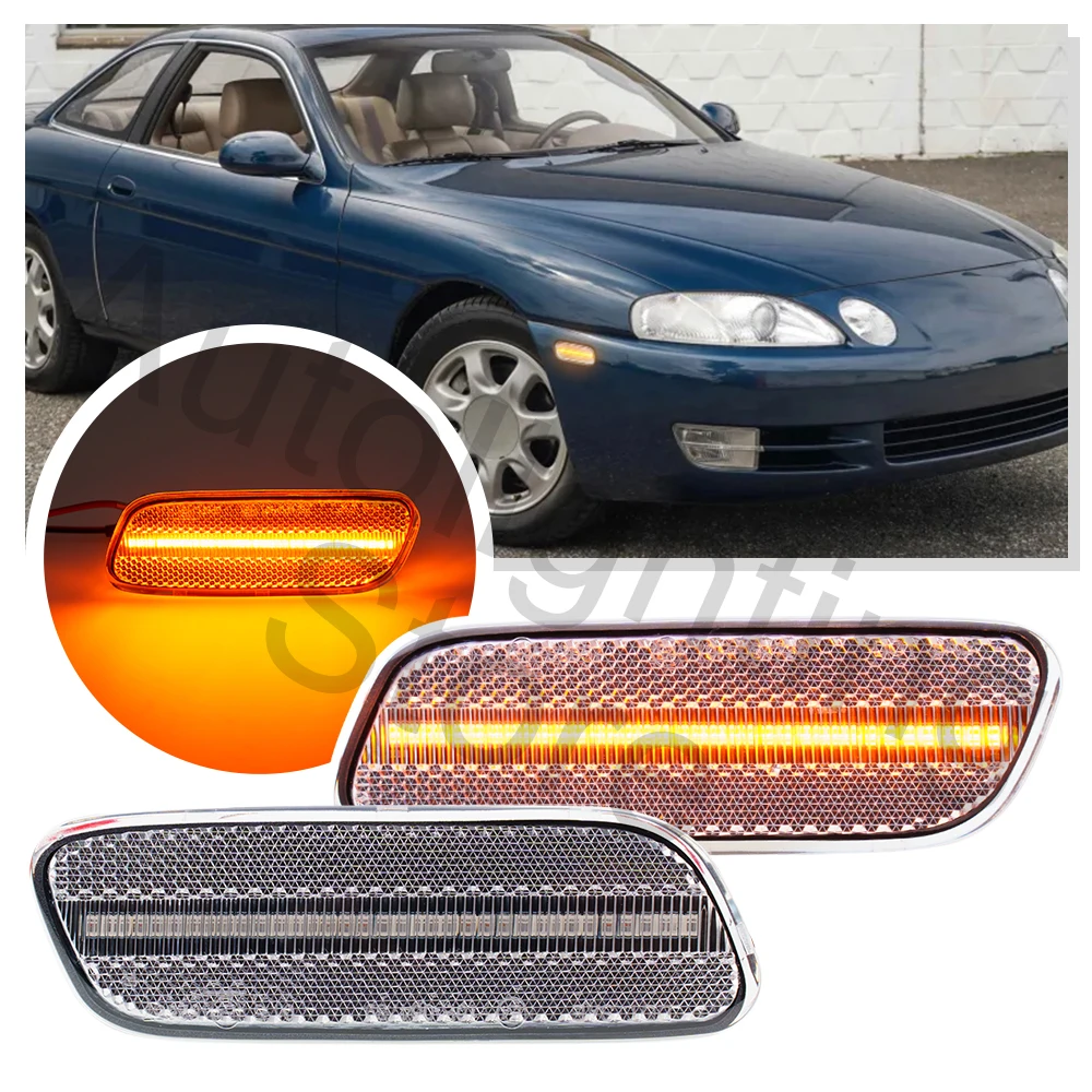 

2 шт. для 1992-2000 Lexus SC300 SC400 светодиодный, боковой, габаритный фонарь указатель поворота, световой индикатор #8174124020