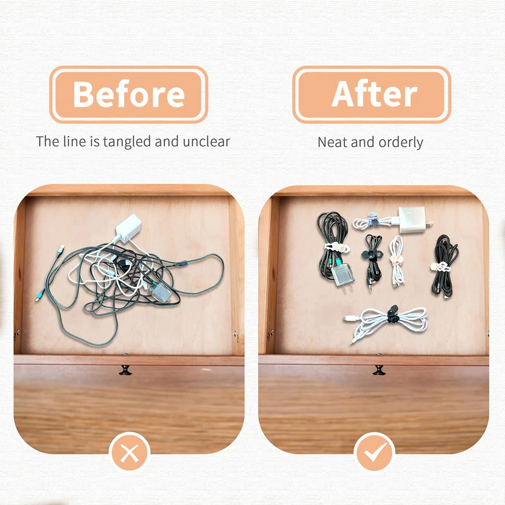 5/10ชิ้นตัวหนีบสายเคเบิลสายรัดซิลิโคนสำหรับหูฟังที่ชาร์จแบตเตอรี่โทรศัพท์เมาส์ใช้ซ้ำได้สายรัดสายคาด