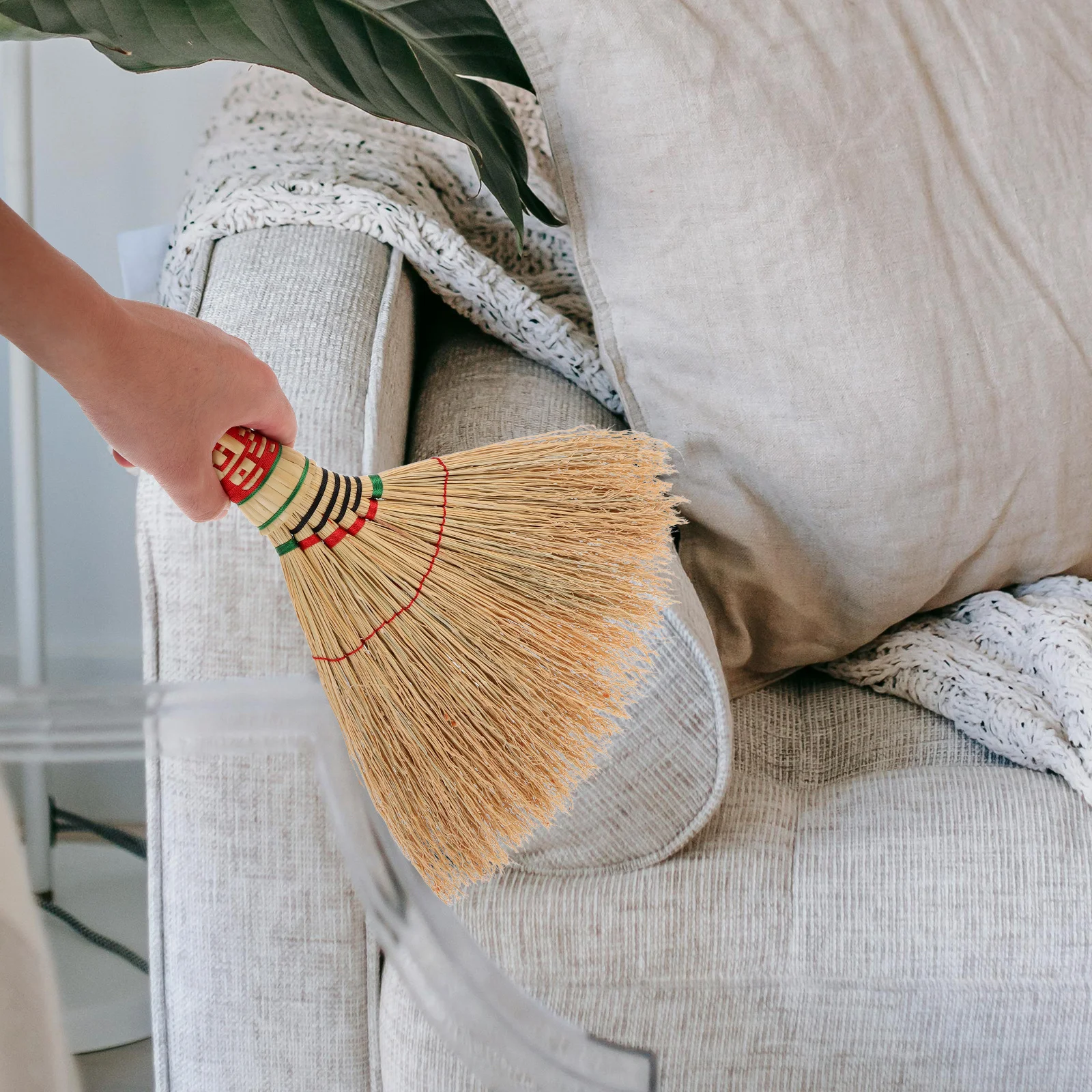 Mini Hand Broom Hand Woven from Sorghum Straw Lightweight for Tight Spaces Perfect for Household Office Indoor Surface Cleaning