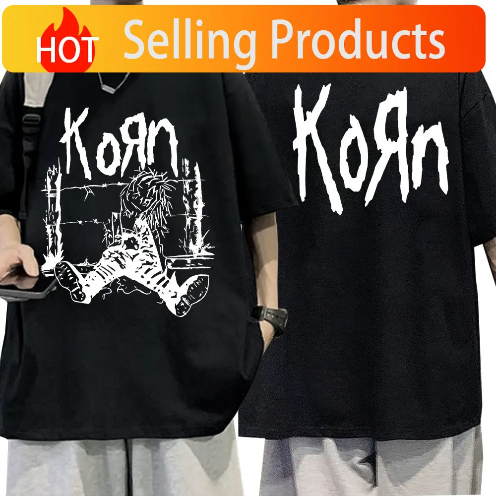 Rock Band Korn 1994 Rag Doll Neidermeyers T Shirt Men's Vintage Metal Gothic Oversized Short Sleeve T-shirts Hip Hop Streetwear