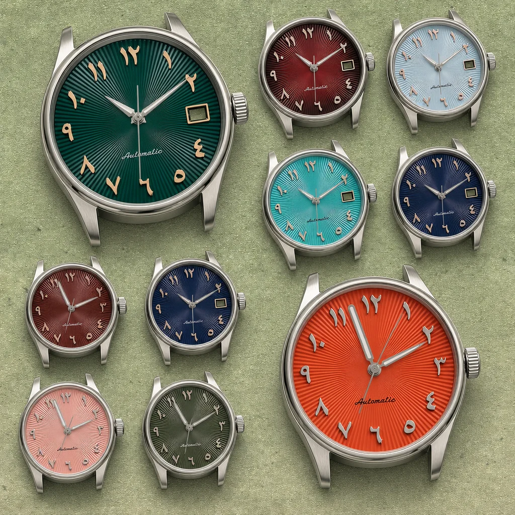 

NG 28.5mm S logo dial NH35 hands just day for Japanese NH35 automatic movement yellow pink mint green Arab S dial without lumino
