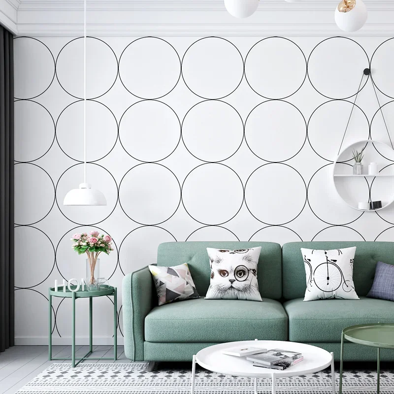 Nordic style wallpaper art geometry circular grid ins women's Harajuku style Japanese B & B room background wallpaper