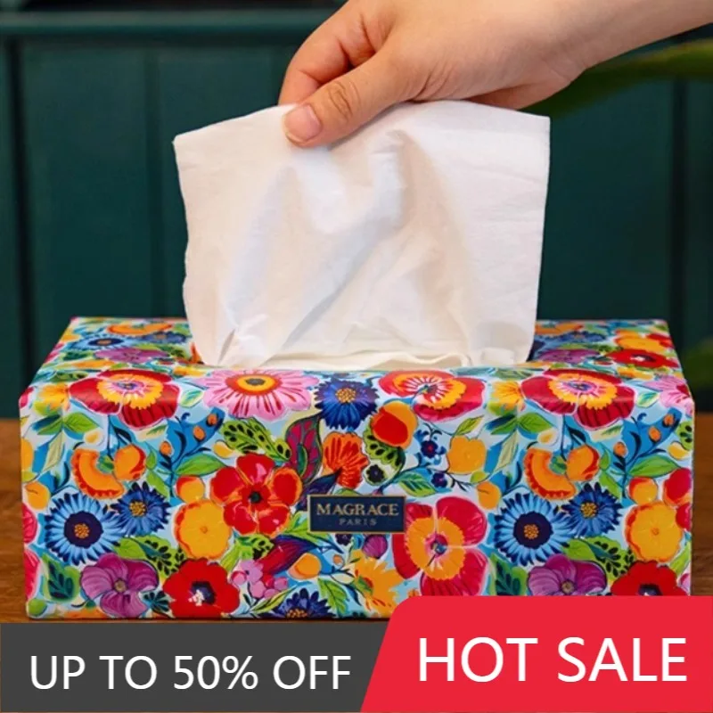 Creative Luxury Tissue Boxes Paper Cute Bedroom Kitchen Napkin Box Desktop Rectangular Tissue Case Storage Organizer Case