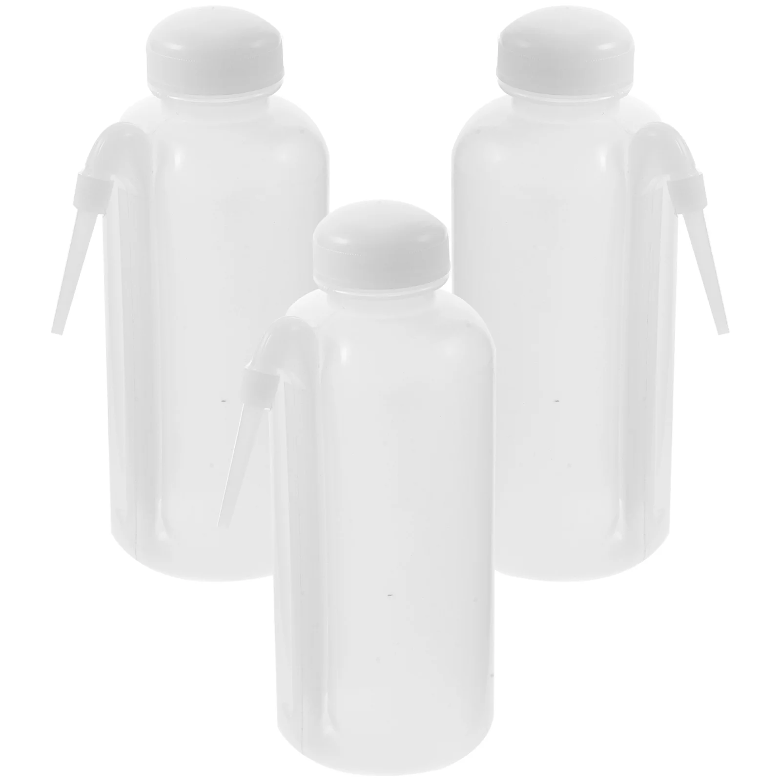 3 Pcs Water Bottles Side Tube Washing 500ml Cleaning Curved Mouth Pot White Plastic