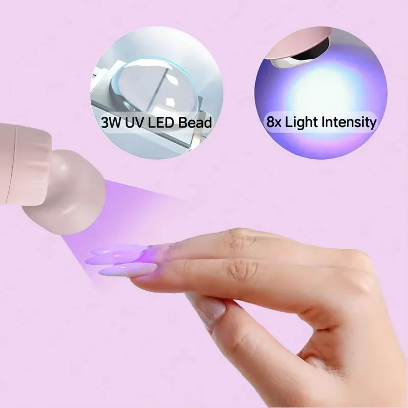 2 in 1 oplaadbare elektrische nagelboormachine, draagbaar met UV-licht LED-nagellamp, elektrische nagelvijl met UV-licht voor nagels