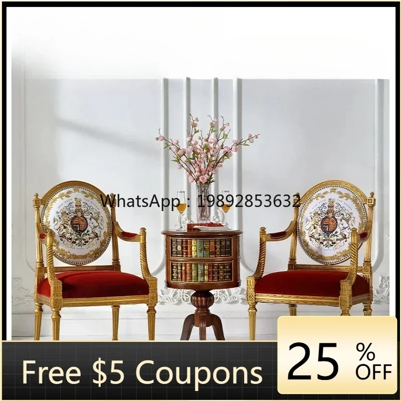 

New Chinese classical bedroom single sofa chair French solid wood carving flower decoration casual fashion