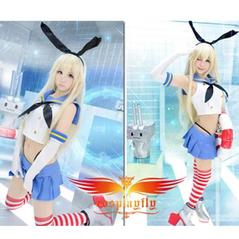 Anime Kantai Collection Kancolle Fleet Girls Kanmusu Shimakaze Cosplay Maid Costume Sailor Suit for Women Summer Dress Halloween