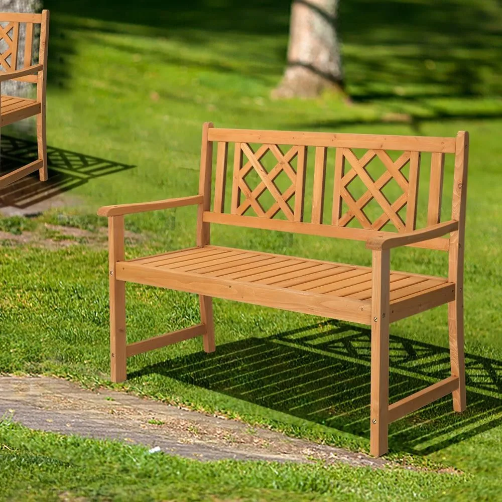 

46.5" L Fir Outdoor Bench Wooden Chair Bench for Patio Garden Backyard Burlywood