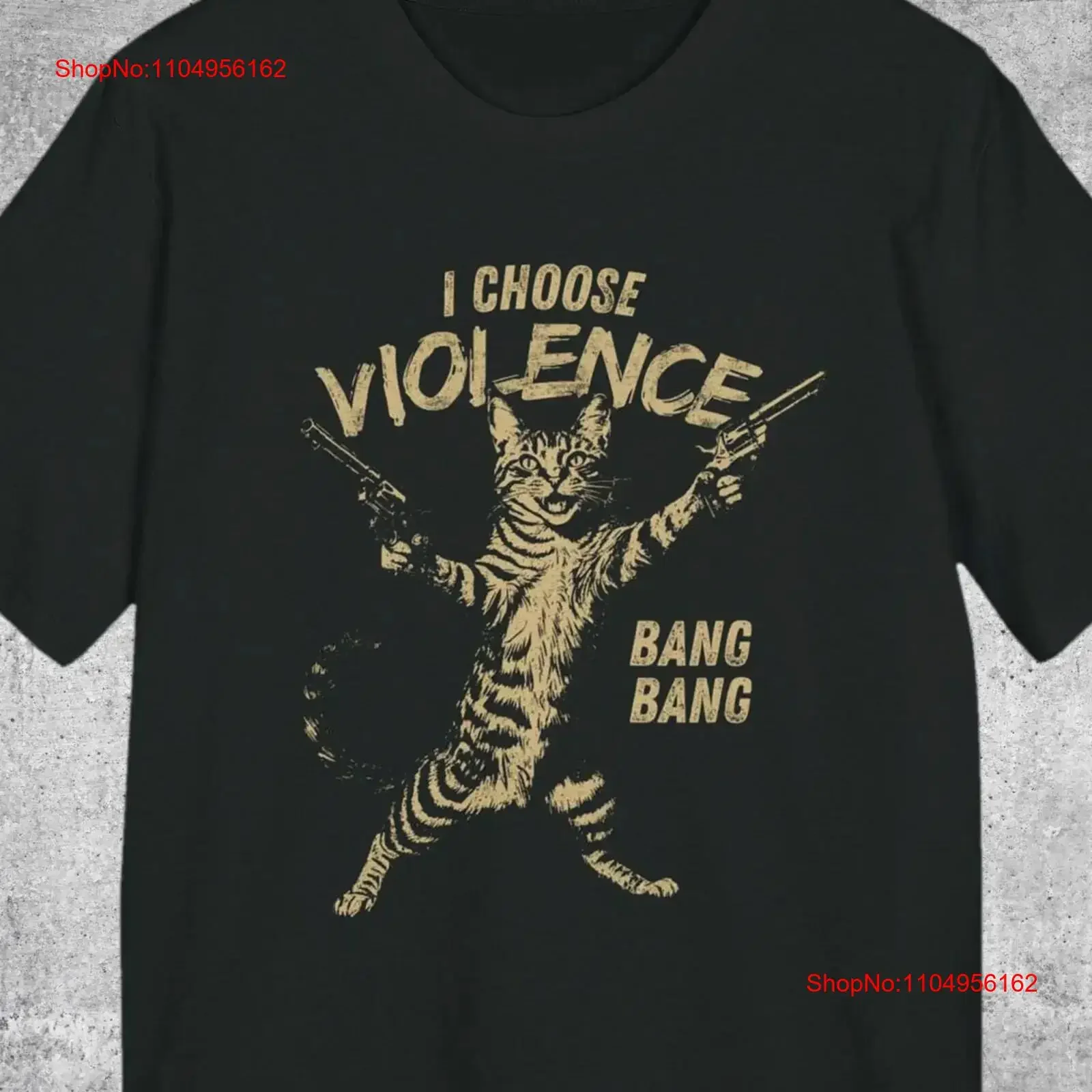 

Katze mit Pistolen I Choose Violence ретро винтажная футболка lustiges Organic Bio Revolver Bang Geschenk Frauen Voi 504APT3