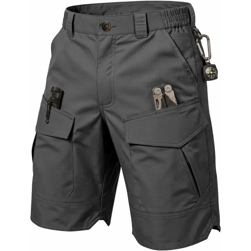 Men Tactical Camouflage Cargo Shorts Multi Pocket Quick Dry Wear Resistant Outdoor Work Casual Shorts For Male Daily Hiking Wear