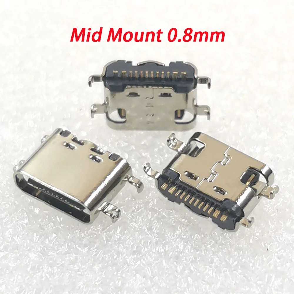 50 قطعة USB 3.1 موصل نوع C أفقي منتصف جبل 16P أنثى 1.6 مللي متر 0.8 مللي متر من خلال مجلس ل مهايئ شاحن لتقوم بها بنفسك نوع-C ميناء
