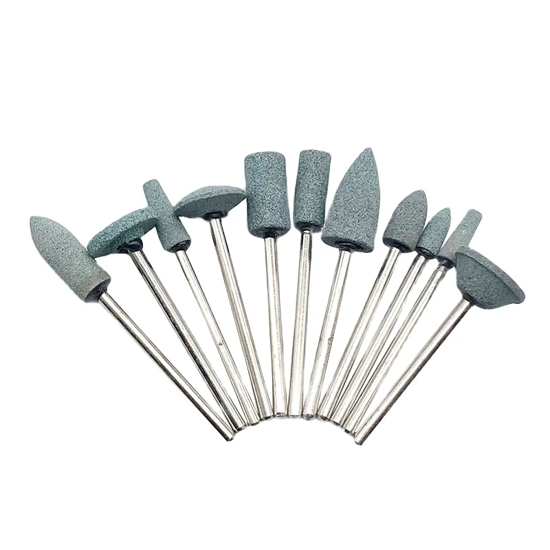 10pcs Mounted Stones Grinders 2.35mm Contours Geramic Green Stones Grind Polisher Green HP Polishing Stone Drills