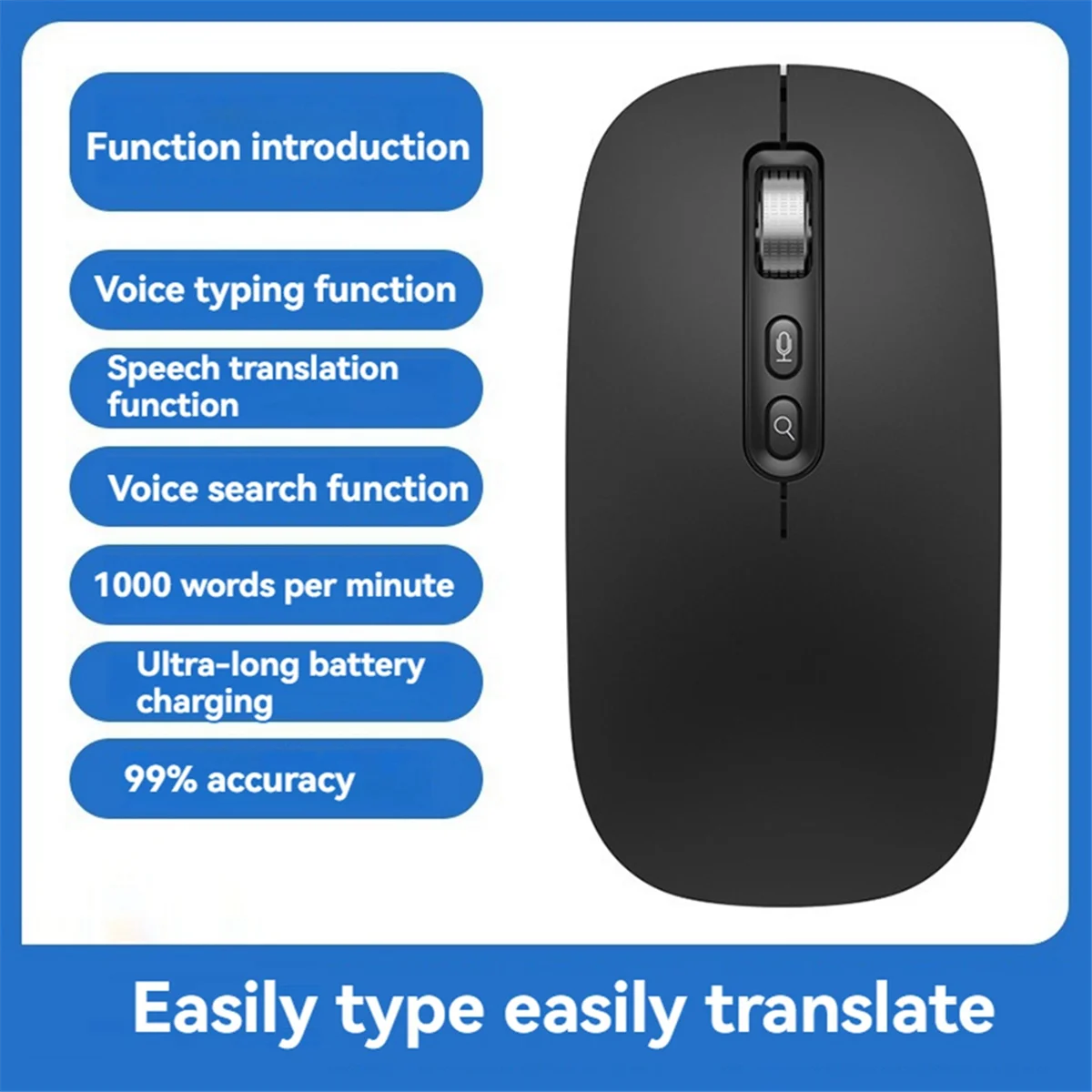 POP-lAI Smart Voice Mouse Мышь с голосом и текстом Перезаряжаемая беспроводная Bluetooth-мышь 2,4G Мышь с голосовым входом для