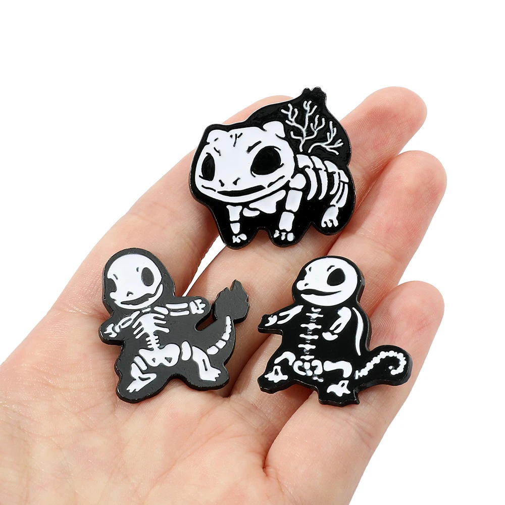 3 Pcs Creative Gothic Brooch Set Personality Charmander Bulbasaur Enamel Pin Wallet Backpack Clothing Accessories