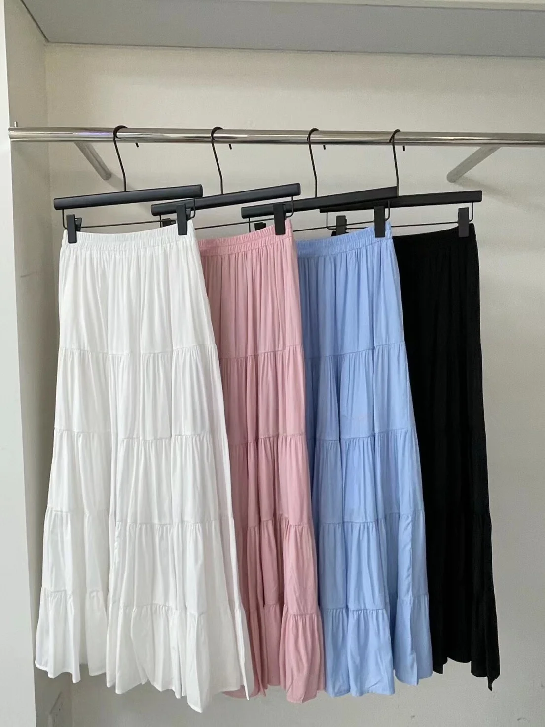 

Белая женская юбка А-силуэта в пол, весна-лето, простая, драпированная, стройнящая, макси, универсальная, в корейском стиле