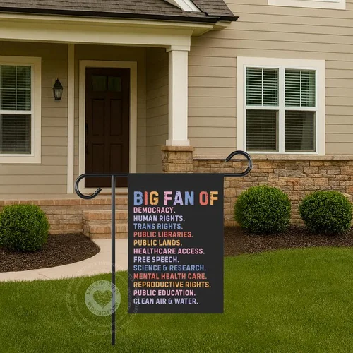Big Fan of Human Rights Garden Flag, Retro Political Yard Sign, Progressive Outd OOV IIC