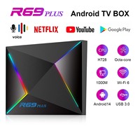 Smart Android14 Set Top Box Allwinner H728 Octa Core Wifi6 1000M Lan 2.4G&5G Wifi TV Stick Multi Language Media Player R69 Plus