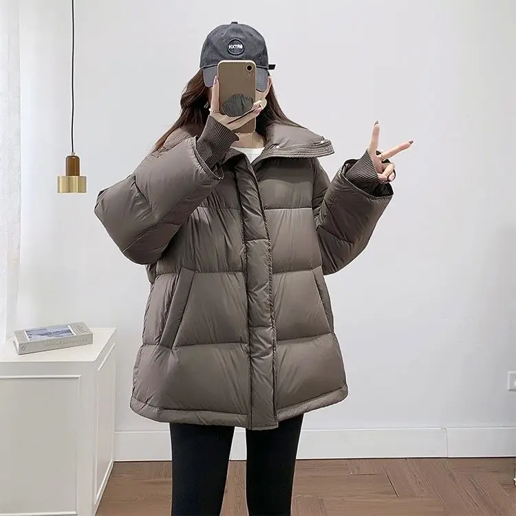 겨울 새로운 여성 다운 재킷 방풍 스탠드 칼라 느슨한 통근 따뜻한 재킷