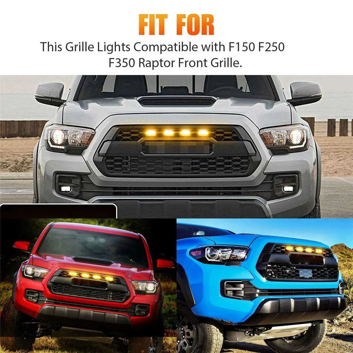 20X Raptor Style Smoked Lens Amber LED Front Grille Running Lights for Ford F-150 F150 2009-2018