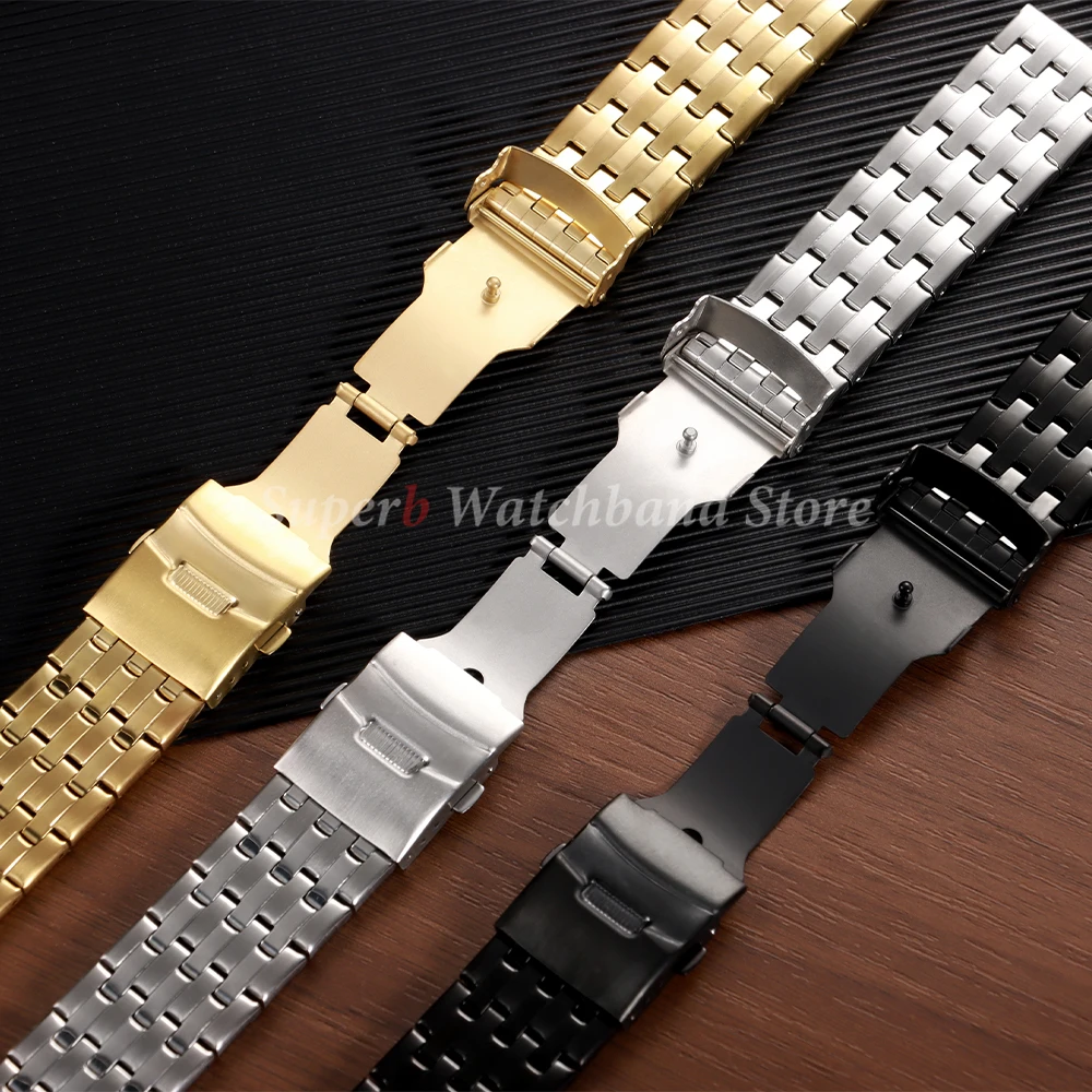 20mm 22mm pulseira de relógio de aço inoxidável para omega fivela dobrável pulseira de metal para seiko masculino feminino esporte ouro pulseira