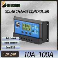 Solar Charge Controller 60A 50A 30A 20A 10A 12V 24V Auto Battery Charger Solar Panel Regulator For Max 50V PV Input