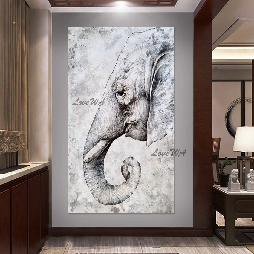 

High Quality Elephant Animal Oil Painting, Modern Custom Hand Painted Art, Hotel Wall Pictures Canvas, China Imports Home Decor