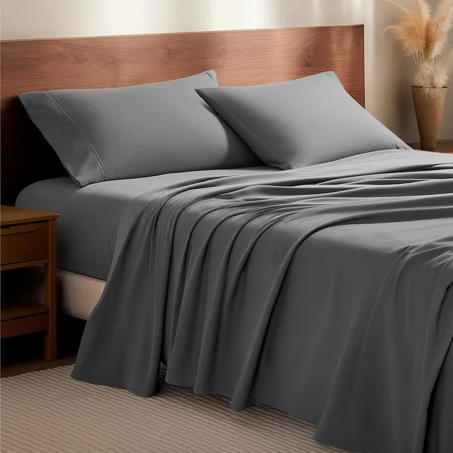 

Flannel Sheet Set 100 Cotton, Velvety Soft Heavyweight Double Brushed Flannel Deep Pocket Queen, Grey