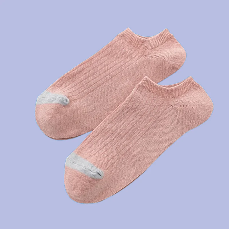 5/10 Paar flache Mund College-Stil Socken japanische einfarbige Socken vertikale Streifen Socken Damenmode kurze Röhren socken