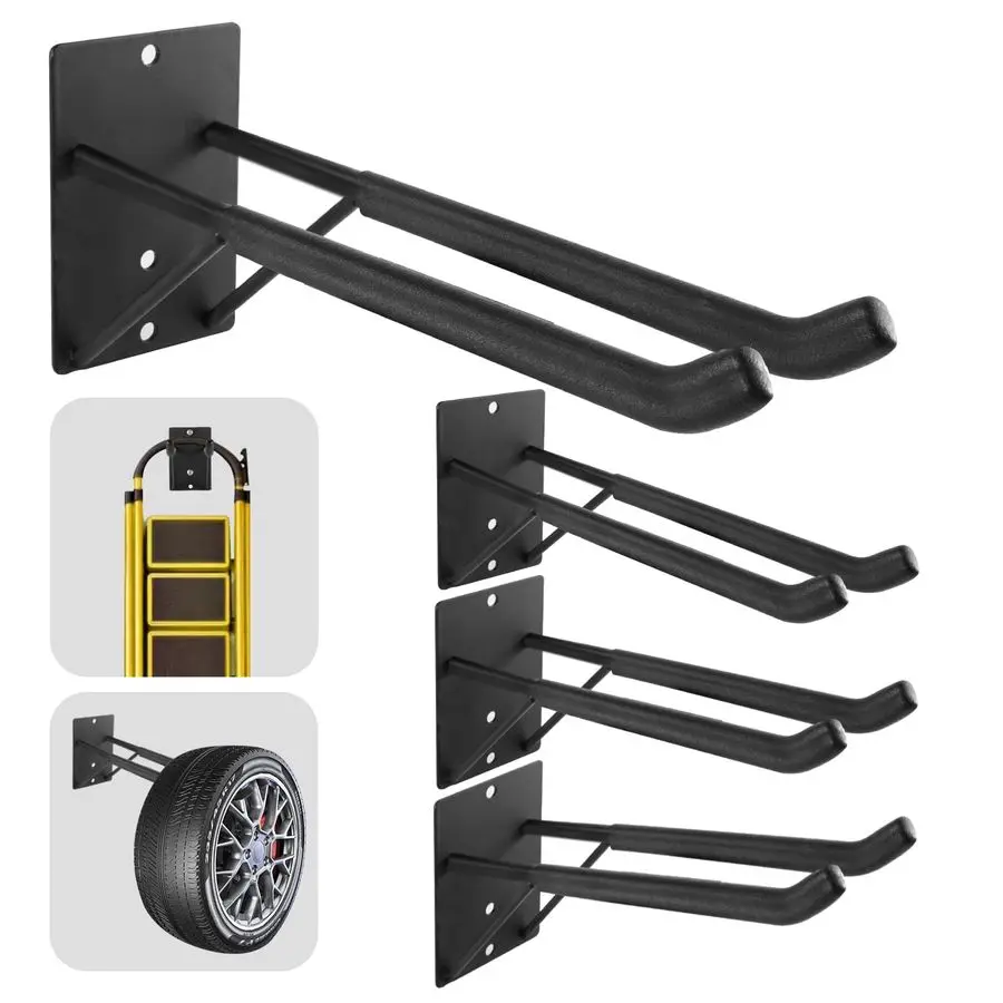 

Large Heavy Duty Garage Hooks, 4Pack Steel Garage Storage Hooks with Support Rods, Utility Wall Mount Hangers for Power Tools, C