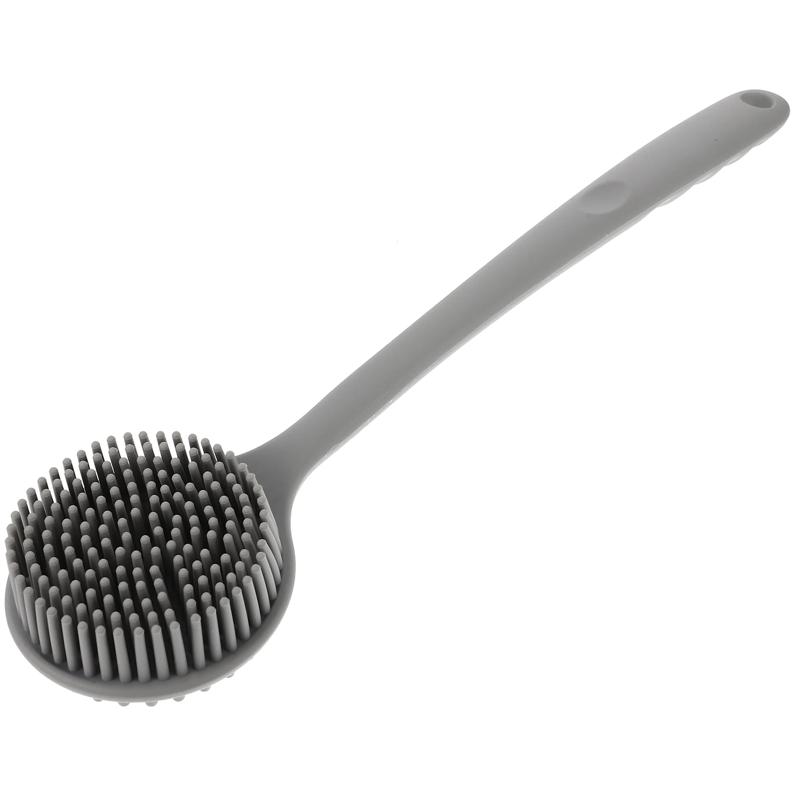 

Silicone Bath Brush Body Scrubber Shower Back Cleanser Long Handle Gray Bathing Storage Hole Practical Massage
