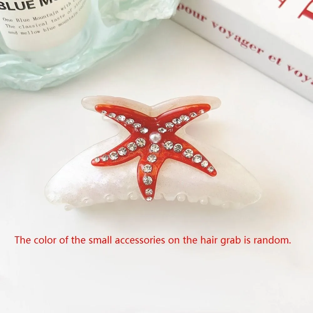 

Cute Starfish Ocean Shell Hair Grab Pearl Shark Clip Rhinestone Hair Claw Hairpin Geometry Acrylic Shark Clip Girls